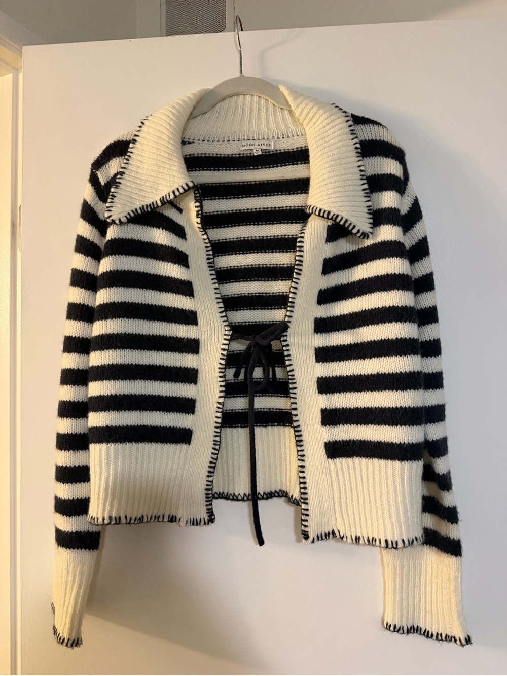 Moon River Striped Tie Sweater